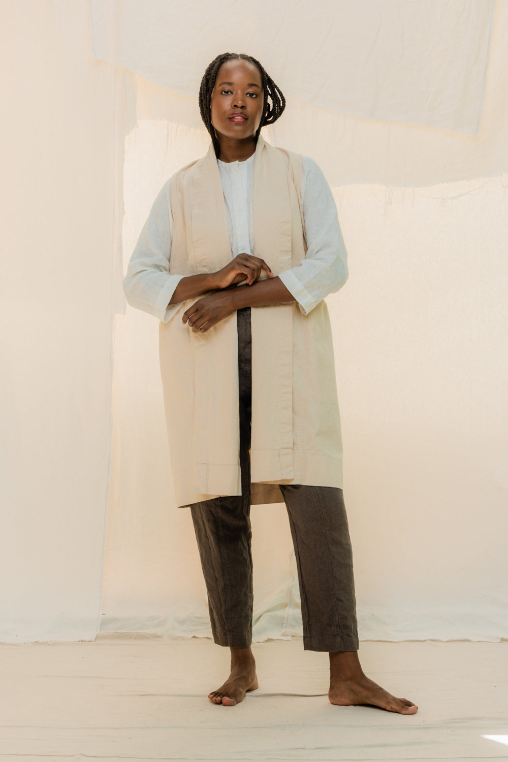 Clyde Vest in Organic Cotton Canvas Natural#color_natural