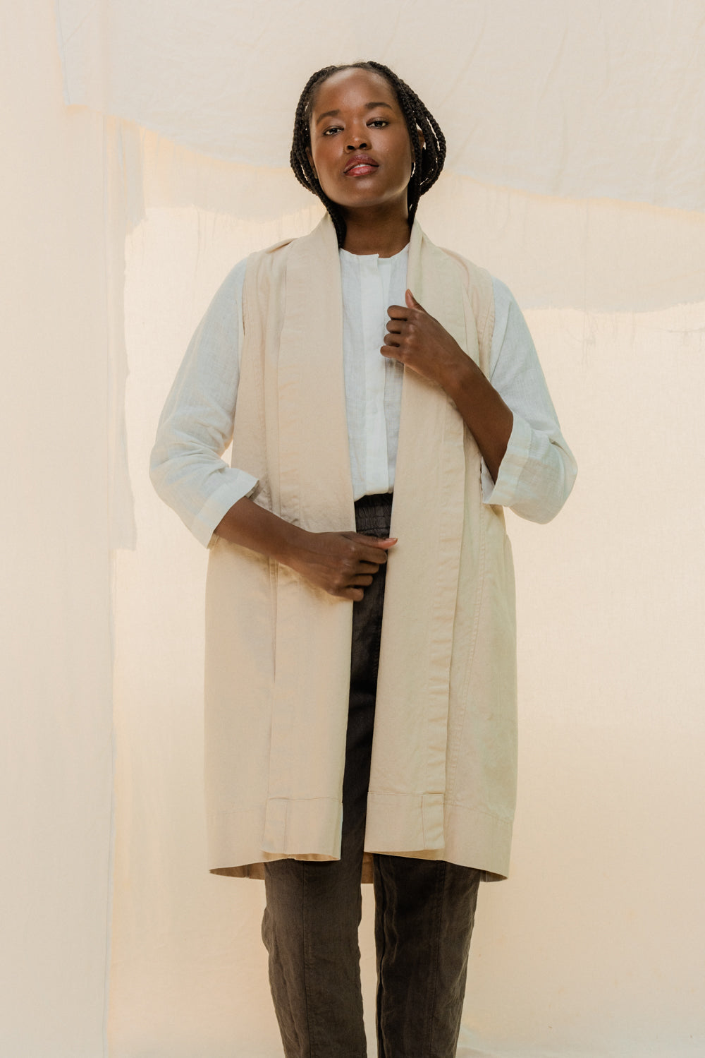 Clyde Vest in Organic Cotton Canvas Natural#color_natural