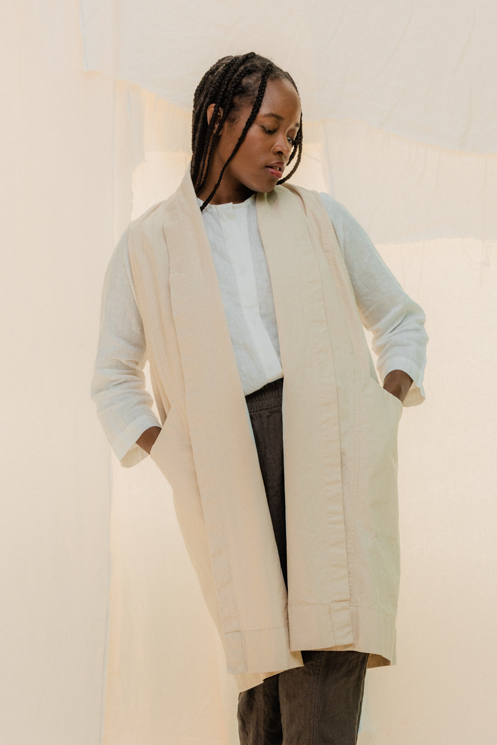 Clyde Vest in Organic Cotton Canvas Natural#color_natural