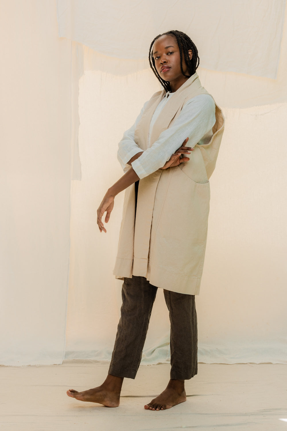 Clyde Vest in Organic Cotton Canvas Natural#color_natural