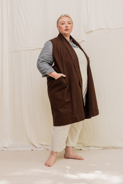 Clyde Vest in Organic Cotton Canvas Umber#color_umber