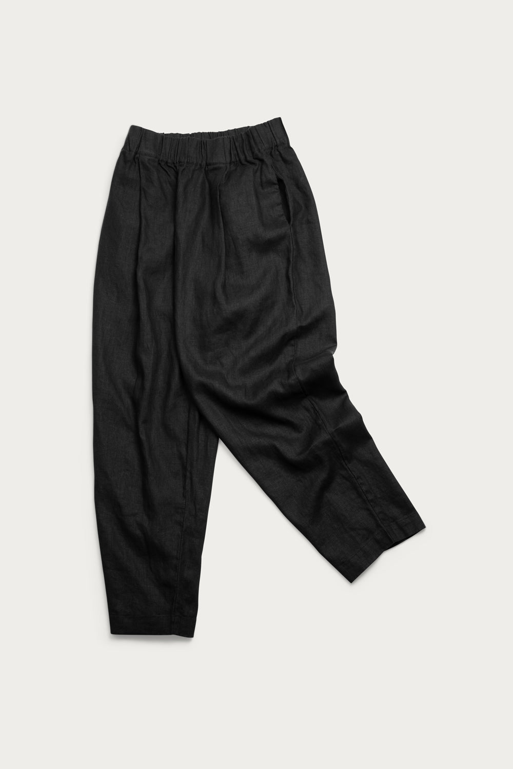 Andy Trouser in Midweight Linen Black#color_black
