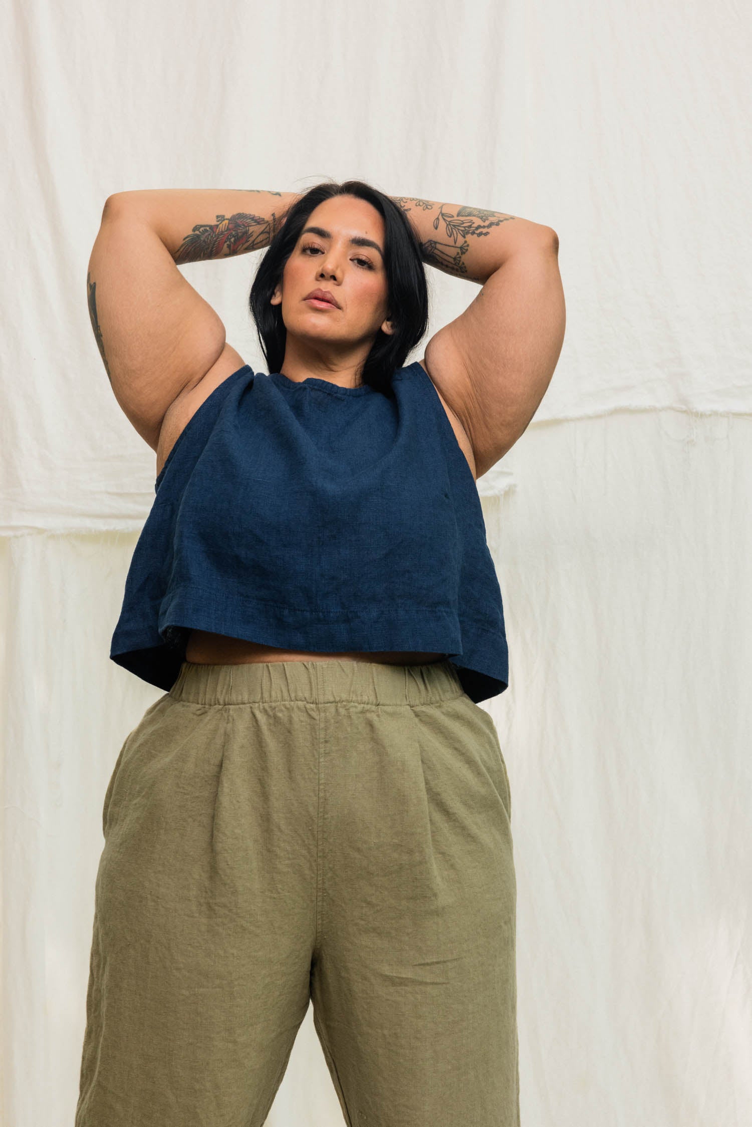 Andy Trouser in Midweight Linen Pear#color_pear