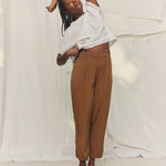 Andy Trouser in Washable Silk Ochre#color_ochre