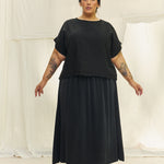 Bel Skirt in Washable Silk Graphite#color_graphite