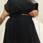 Bel Skirt in Washable Silk Graphite#color_graphite