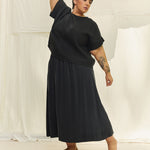 Bel Skirt in Washable Silk Graphite#color_graphite