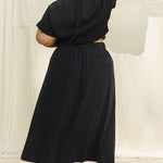 Bel Skirt in Washable Silk Graphite#color_graphite