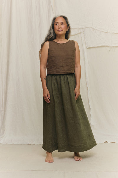 Bel Skirt in Lightweight Linen Lichen#color_lichen