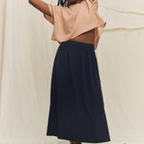 Bel Skirt in Washable Silk Midnight#color_midnight