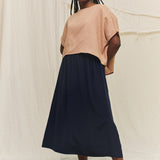 Bel Skirt in Washable Silk Midnight#color_midnight