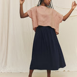 Bel Skirt in Washable Silk Midnight#color_midnight