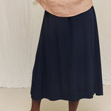 Bel Skirt in Washable Silk Midnight#color_midnight