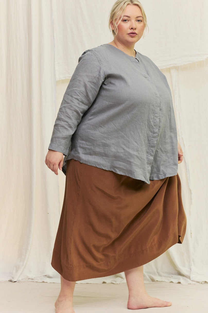 Bel Skirt in Washable Silk Ochre#color_ochre