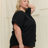 Georgia Snap Top in Lightweight Linen Ink#color_ink