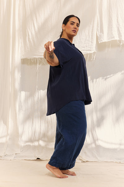 Georgia Snap Top in Washable Silk Midnight#color_midnight