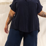 Georgia Snap Top in Washable Silk Midnight#color_midnight