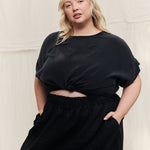 Georgia Tee in Washable Silk Graphite#color_graphite