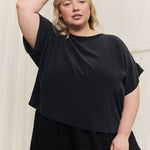 Georgia Tee in Washable Silk Graphite#color_graphite