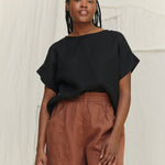 Georgia Tee in Lightweight Linen Ink#color_ink