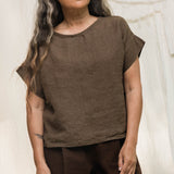 Georgia Tee in Midweight Linen Cacao#color_cacao
