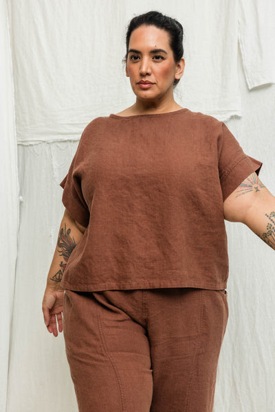 Georgia Tee in Midweight Linen Cedar#color_cedar