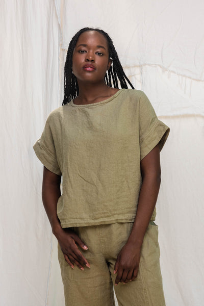 Georgia Tee in Midweight Linen Pear#color_pear