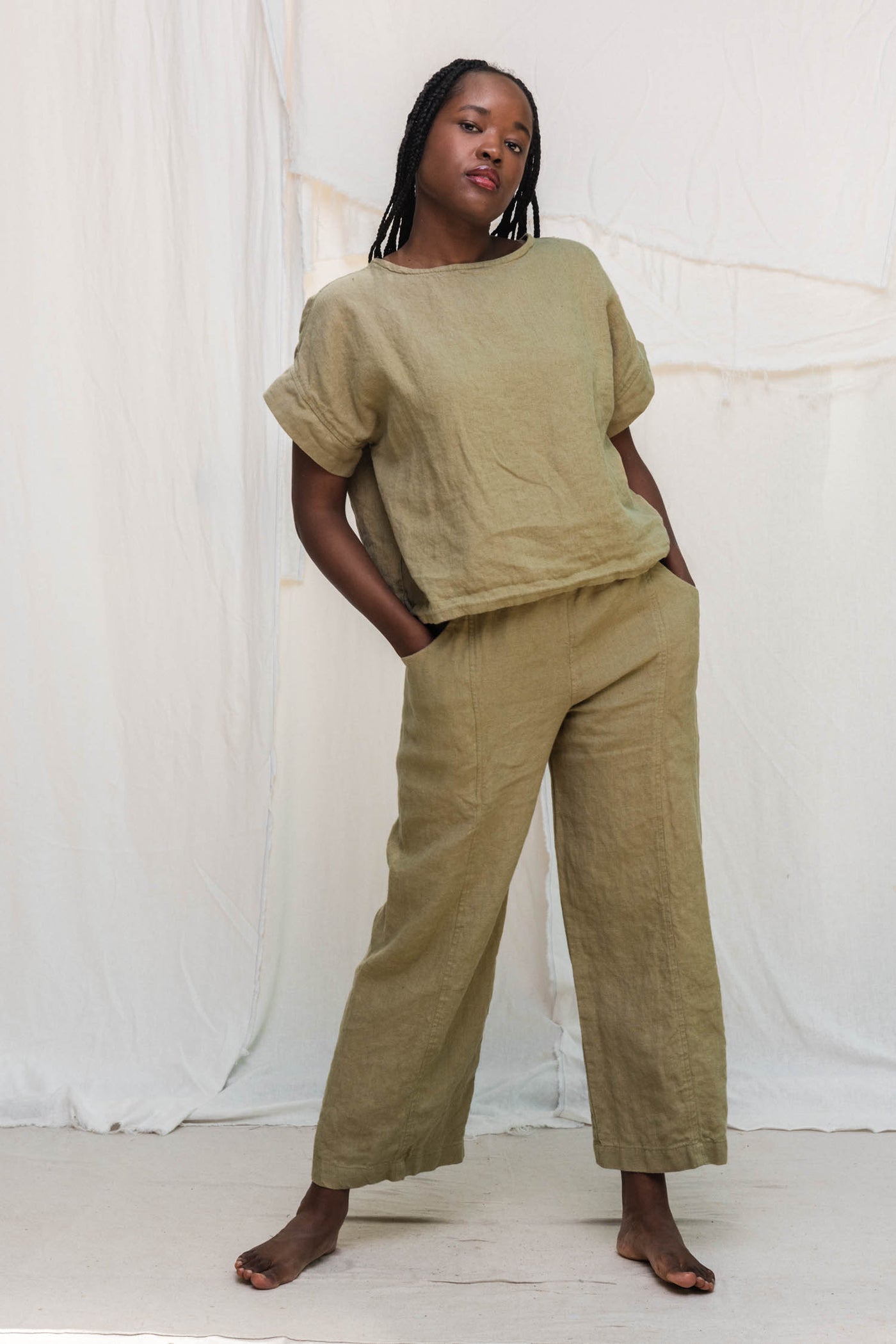 Georgia Tee in Midweight Linen Pear#color_pear