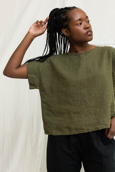 Georgia Tee in Midweight Linen Verte#color_verte