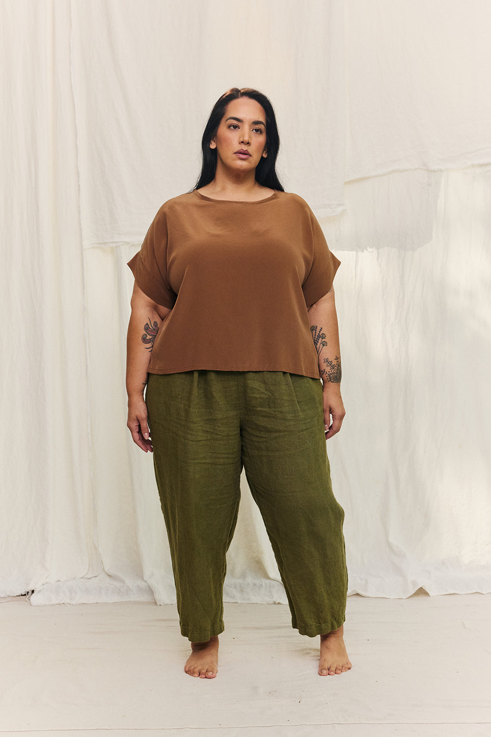 Georgia Tee in Washable Silk Ochre#color_ochre