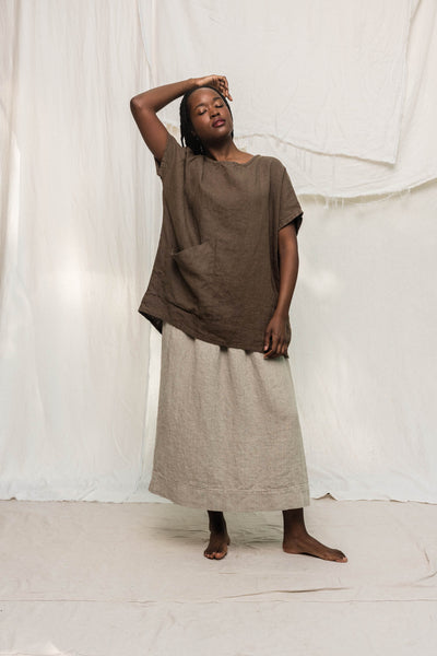 Harper Tunic in Midweight Linen cacao#color_cacao