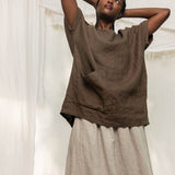 Harper Tunic in Midweight Linen cacao#color_cacao
