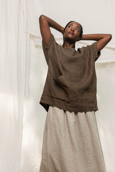 Harper Tunic in Midweight Linen cacao#color_cacao