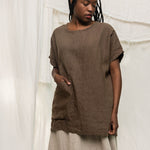 Harper Tunic in Midweight Linen cacao#color_cacao