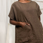 Harper Tunic in Midweight Linen cacao#color_cacao