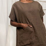 Harper Tunic in Midweight Linen cacao#color_cacao