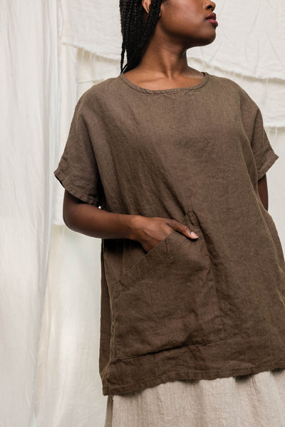 Harper Tunic in Midweight Linen cacao#color_cacao