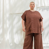 Harper Tunic in Midweight Linen Cedar#color_cedar