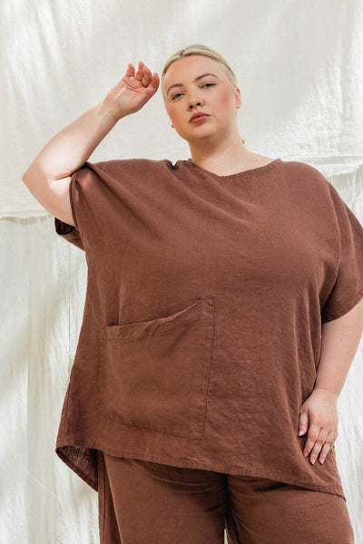 Harper Tunic in Midweight Linen Cedar#color_cedar