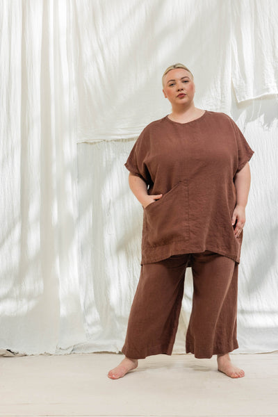 Harper Tunic in Midweight Linen Cedar#color_cedar