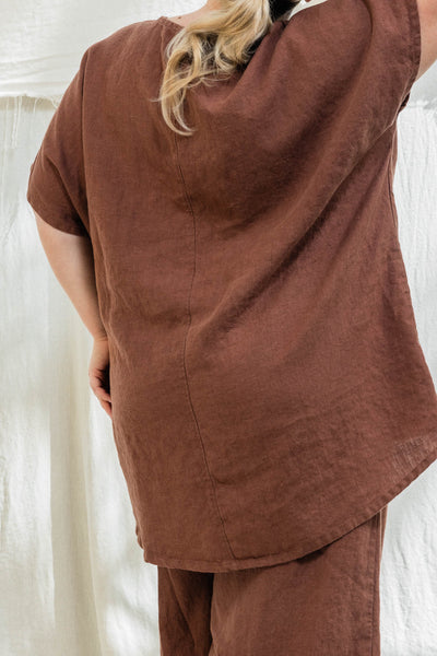 Harper Tunic in Midweight Linen Cedar#color_cedar