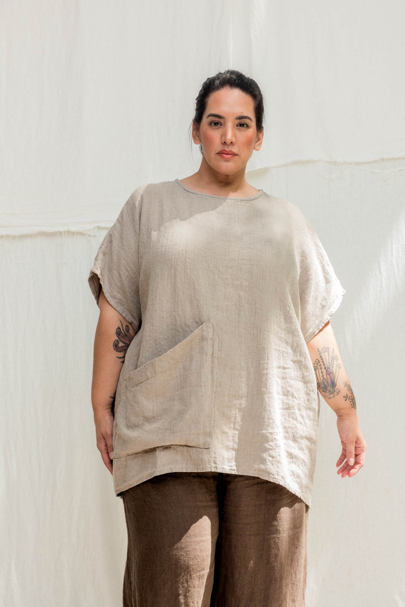 Harper Tunic in Midweight Linen Flax#color_flax