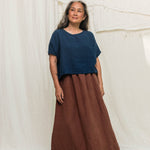 Linn Tee in Midweight Linen Indigo#color_indigo
