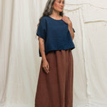 Linn Tee in Midweight Linen Indigo#color_indigo