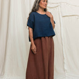 Linn Tee in Midweight Linen Indigo#color_indigo