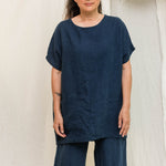 Harper Tunic in Midweight Linen Indigo#color_indigo