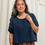 Linn Tee in Midweight Linen Indigo#color_indigo