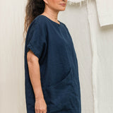 Harper Tunic in Midweight Linen Indigo#color_indigo
