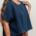 Linn Tee in Midweight Linen Indigo#color_indigo