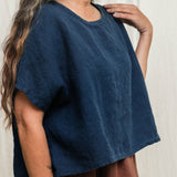 Linn Tee in Midweight Linen Indigo#color_indigo
